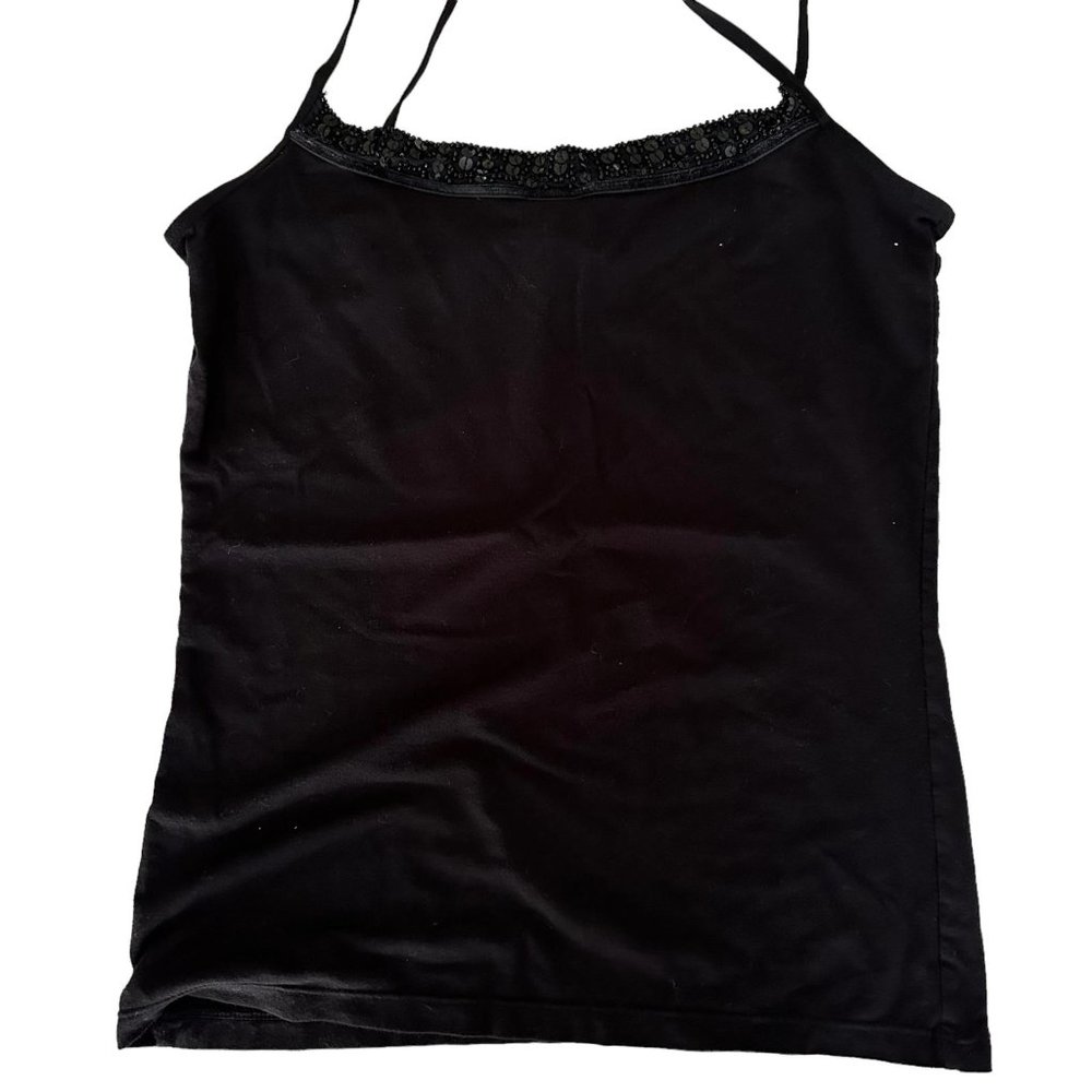 ANN TAYLOR‎ Black Embellished Neckline Ladies Casual Career Cami, XS